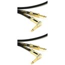Ernie Ball P06086 Braided Straight to Right Angle Instrument Cable- 18 foot Black (2-Pack)