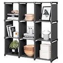 SONGMICS 9-Cube DIY Storage Shelves, Open Bookshelf Closet Organizer Rack Cabinet, Black ULSN45BK