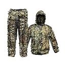 3D Leaves Ghillie Suit Hunting Woodland Jacket Pant Camouflage Breathable Clothing for Shooting Hiking Unisex Wildlife Photography Jungle