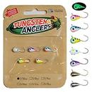 Tungsten 4 Anglers 97% Pure Tungsten Ice Fishing Jigs 5mm 1/16oz #12| Tear Drop Fishing Lures for Winter Ice Jigging, 5-Pack (Assorted)