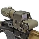 558 Green Red dot Sight +G3X 3Magnifier Holographic Reflex Sights with Switch to Side Quick Detachable QD Mount for Hunting (TAN)…
