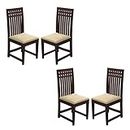GFH Solid Sheesham Wood Dining Chairs Only | Wooden Set of 4 Dinning Chair for Kitchen & Dining Room | Chairs with Cushion | Rosewood, Walnut Finish (4 Seats)