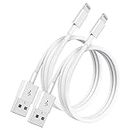 [2 Pack] 2m Câble Chargeur iPhone certifiés MFi Apple, Cordon de câble Apple Lightning vers USB 2 mètres pour iPhone 12/11/11Pro/11Max/ X/XS/XR/XS Max/8/7/6/ 5S/iPad