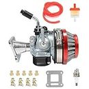 HTBCCHB Racing Carburetor with Jets kit Compatible with 2 Stroke Engine Gas Motor 37cc 49cc 50cc 60cc 66cc 80cc Motorized Moto Bike Bicycle Scooter Moped Dirt Bike parts