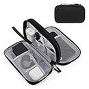 Portable Electronics Travel Organizer with Double Layer Design - Waterproof Electronic Organizer to Hold USB Flash Drive, Cords, Chargers, Phones, Earphones, Power Banks, Mouse, and SD Card - Black