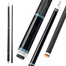 KONLLEN Ebony Pro Series Carbon Fiber Pool Cue Stick Handmade Inlay Cue (Turquoise Ring Inlay, Carbon Technology Low Deflection Billiard Cue Stick, Ebony Butt, 12.5mm,147cm)