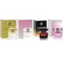 4 Pieces Luxury Variety Mini Perfume Gift Set for Women Bright Crystal Absolu, Bright Crystal, Yellow Diamond and Crystal Noir 4x 0.17oz/5ml EDT Splash Bundle Set
