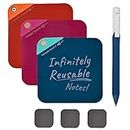 Boogie Board VersaNotes Starter Pack, Reusable 3-Pack 4x4 Dry-Erase and Sticky Note Alternative for Home and Office, Includes 3 VersaNotes, Magnetic Mounting Plates, Instant Erase, and VersaPen Stylus
