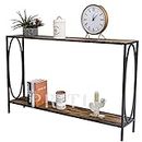 Priti - Narrow Console Entryway Table, Rustic Surface Skinny Sofa Table with Storage Shelves 47.25 x 9 x 29 Inches, for Hallway, Entryway, Living Room (2-Tier Console Table)