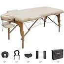 GreenLife® Basic™ Super Stable 28 Inches Width Height Adjustable Portable 2 Fold Massage Reiki Facial Table Bed with Free Carrying Bag & Head Rest & Arm Rests (All Included, White)