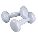Dumbbells Hand Weights Set of 2-4 lb Vinyl Coated Exercise & Fitness Dumbbell for Home Gym Equipment Workouts Strength Training Free Weights for Women, Men (Light Grey)