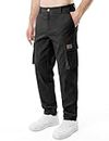 HHZ Mens Slim Fit Cargo Pants Men Flex Stretch Joggers Work Hiking Pants with Pockets - Cargo Work Pants for Men Black 34