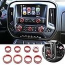 Thor-Ind AC Radio Knob Cover Compatible with Chevrolet Chevy Silverado & GMC Sierra 2014-2018 Dash Menu Auto Climate Control Volume Turn Signal 4WD Light Switch Knob Button Cover Trim Ring (Red)