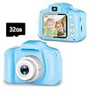 Seckton Upgrade Kids Selfie Camera, Christmas Birthday Gifts for Boys Age 3-9, HD Digital Video Cameras for Toddler, Portable Toy for 3 4 5 6 7 8 Year Old Boy with 32GB SD Card-Blue
