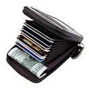 Black Deals Friday Cyber Deals Monday Sales Offer-Compact Leather Mens Womens Zipper Leather Coin Change Credit Card Pouch Purse Holder Wallet with ID Window (Coffee)