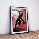 One click creations Black Panther Hollywood Movie Poster Framed Wall Art (Multicolour, 12 X 18 inch)