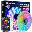 PHLSTYLE 65.6ft/20m LED Lights Room Decor, LED Lights Strip for Bedroom Music Sync, App Controlled Bluetooth RGB LED Light Strips, with Remote 16 Million Color Changing LED Strip Lights, Built-in Mic