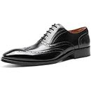 DESAI Zapatos de Hombre Oxford Brogues con Cordones, Negro, 42 EU