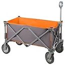 PORTAL Collapsible Folding Wagon, Foldable Wagon Cart with Wheels & Removable Canvas Fabric, Utility Grocery Wagon for Camping, Shopping, Sports, Apartment