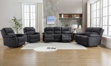 Manual Reclining Sofa Sectional Recliner Couches Set Grey Fabric Sofa Collection