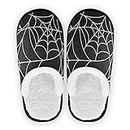 Dussdil Halloween Spider Web House Slippers Home Spa Slippers Memory Foam Closed Toe Slipper Non Slip for Hotel Bedroom Travel Shoes Women Men L