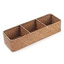 Seagrass Storage Basket with 3 Sections Woven Shelf Baskets for Organizing (Natural, 37cm x 12cm x 8cm)