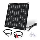 ECO-WORTHY 10W 12V Solar Trickle Charger Car Battery Maintainer, Portable Solar Panel Power Backup Kit with Alligator Clip Adapter for Car RV Boat Automobile Motorcycle