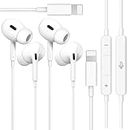 2er-Pack In-Ear Kopfhörer für iPhone [MFi-Zertifiziert] mit Kabel Anschluss HiFi Stereo Ohrhörer Mikrofon und Lautstärkeregler kompatibel mit iPhone 14/Plus/Pro/13/12/Mini/11/SE/X/XS/XR/8/7 Plus-Weiß