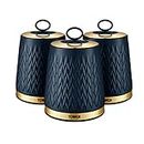Tower T826091MNB Empire Kitchen Storage Canisters, Tea, Coffee, Sugar, Set of 3, Midnight Blue