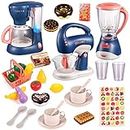 Play Kitchen Appliances Toy Set, Kitchen Appliances Toy with Coffee Maker,Blender and Mixer,Play Food, Kitchen Set for Kids Ages 3-5 Girls Boys