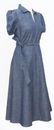 BNWOT DKNY Blue Pure Cotton Midi Maxi Belted Dress Size 8 UK 4 US