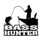 GAETOYEN Adesivo per Auto Cane 21Cm（8.6 Inches） Bass Hunter Fishing Vinyl Decal Car Sticker Hunting Angler Nero/Argento(def1m7840)