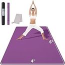 CAMBIVO Large Yoga Mat (6'x 4'), Extra Wide Workout Mat for Men and Women, 1/3 &1/4 Thick Exercise Fitness TPE Mat for Home Gym, Yoga, Pilates, Workout (Plum), 6mm