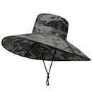 GUSTAVE® Hat for Men, UPF50+ Extra Wide Brim Bucket Hat - Breathable & Adjustable Sun Hat with Flip-Up Design, for Men & Women - Ideal for Fishing, Hiking & Beach Trips, Camouflage