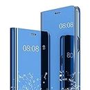 Mobin Mirror Premium Protective Flip Cover Case Inner TPU Stand Mirror Semi View for Samsung Galaxy S8 Plus/Samsung Galaxy S8+ - Blue