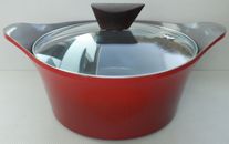 NEOFLAM Casserole Stockpot Pan with Glass Lid Dark Red