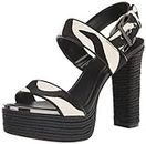 DKNY Women's Everyday Yadira-Platform Sl Heeled Sandal, Black/White, 7.5