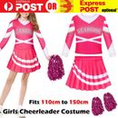 Girls Cheerleader Costume Zombies 3 Tops Pleated Skirt Pompoms Uniform Outfit AU