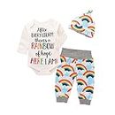 i-Auto Time Newborn Infant Baby Boy Girl Romper+Rainbow Pants+Hat Outfits Clothes Set (0-3 Months)
