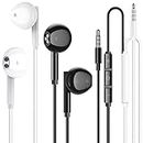 2 Pack 3.5mm Wired Headphone Plug, in-Ear Earphones, Earbuds Noise Isolating with Built-in Microphone & Volume Control Compatible with iPhone 6s 6 Plus 5s 5 iPad iPod MP3 MP4 Samsung Android Laptop