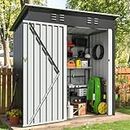 VIWAT 4.5x2.5 FT Outdoor Storage Shed, Large Garden Shed with Updated Frame Structure and Lockable Doors, Metal Tool Sheds for Backyard Garden Patio Lawn, Black