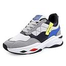 Bacca Bucci® Men's Comfy Mid-Top Casual Chunky Streetwear Fashion Sneakers | Colorblocked Inspired | Model: Thunder- Grey, Size UK10
