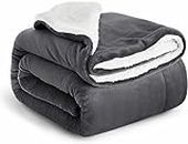IR Imperial Rooms Sherpa Fleece Blanket Bed Throws Blankets For Sofas Soft Fluffy Thick Blanket Reversible Microfiber Throw (Grey, Double (150 x 200 Cm))