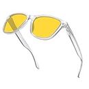 MEETSUN Polarized Sunglasses for Women Men Trendy Classic Designer Retro Driving Sun Glasses - Night Vision Lens/Clear Frame