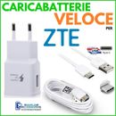 CARICABATTERIE VELOCE FAST per ZTE BLADE A5 2020 SPINA USB + CAVO MICRO USB