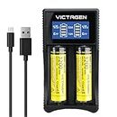 Victagen Intelligent Charger, Universal Battery Charger, LCD Display Speedy Smart Charger for Rechargeable Batteries Ni-MH/Ni-Cd A AA AAA Li-ion Batteries 18650 18490 17670 17500 16340 14500
