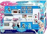 Exegi Frozen Barbie Doll with World Dream House Kitchen Set Lights and Beautifull Music Opening Doors Princess for Girls Household Kids Modern Play Battery Operated Cooking Appliances Kids (Multi)