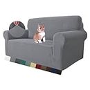 MAXIJIN Super Stretch Couch Bezug für 2-Sitzer Couch, 1-teilige Universal Love Sitzbezüge Jacquard Spandex Sofa Protector Hunde Haustierfreundliche Loveseat Schonbezug (2 Sitzer, Hellgrau)