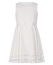 Calvin Klein Girls' Sleeveless Mesh Lace Party Dress with Bow, Whipped Cream, 12