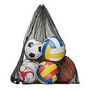 Lesports Ball Bag Drawstring Mesh - Extra Large Professional Sports Equipment Bag with Shoulder Strap Black (30" x 40" Inches) … (1pcs Black Ball Bag)